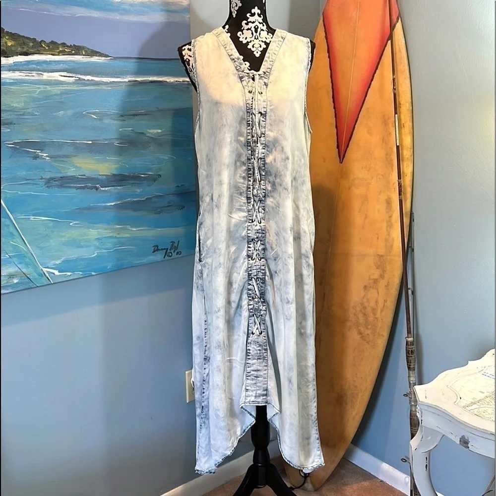 👢Nine West Jeans,Sinfully Soft Lyocell Dress, Incredible Material,Lace-Up Front - Picture 2 of 10